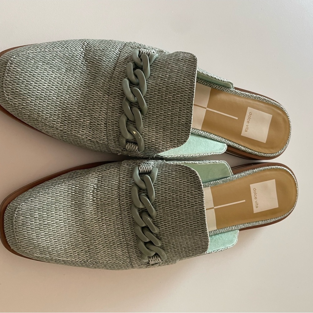 Dolce Vita Women's Sage Green Loafers with Chain Detail